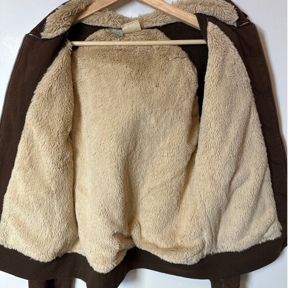 O’Neill High Pile Fleece Lined Hoodie Jacket Toggle Buttons Brown Sz L * Fits Sm - Picture 9 of 10